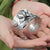 Lotus Embossment Retro Sterling Silver Open Bracelet