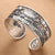 Hollow Out Lotus Embossment Retro Sterling Silver Open Bracelet