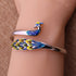 Cloisonne Peacock Designed Retro Sterling Silver Open Bracelet