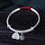 Retro Sterling Silver Open Bracelet with Jade & Bell Pendants