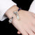 Retro Sterling Silver Open Bracelet with Mangnolia & Fortune Cat Pendants
