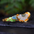 Jade Butterfly & Cloisonne Flower Design Retro Sterling Silver Open Bracelet