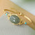 Oval Jade Bead Retro Gilding Sterling Silver Open Bracelet