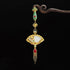 Fan Designed Jade & Gold-Plated Sterling Silver Chinese Style Brooch