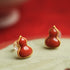 Gourd Shape Red Agate Gilding Earrings