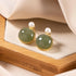 Pearl & Green Jade Chinese Style Gilding Earrings
