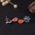 Lotus Shape Red Agate Cloisonne Chinese Style Earrings
