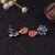 Orecchini dorati in stile cinese con cloisonne e perle floreali
