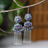 Boucles D'oreilles Cloisonnées Florales & Perle Style Chinois Dorure