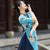 Traje de baile de estilo chino con top de cheongsam de algodón elegante floral