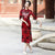 Vestido Cheongsam floral elástico Traje de baile de estilo chino