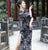 Vestido Cheongsam floral elástico Traje de baile de estilo chino