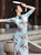 Dehnbares Cheongsam-Kleid mit Blumenmuster im chinesischen Stil Tanzkleid
