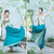 Traje de baile superior floral de estilo chino con manga de trompeta