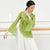 Elegant Chinese Style Classical Dance Costume Yoga Wear with Trumpet Sleeves