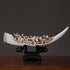 Ivory Shape 8 Elephants Carved Designed Oriental Home Decor