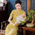 Robe chinoise rétro Cheongsam en coton fantaisie à manches courtes