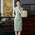 Short Sleeve Floral Fancy Cotton Retro Cheongsam Knee Length Chinese Dress