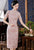 Short Sleeve Floral Fancy Cotton Retro Cheongsam Knee Length Chinese Dress