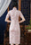Short Sleeve Floral Fancy Cotton Retro Cheongsam Knee Length Chinese Dress