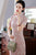 Short Sleeve Floral Fancy Cotton Retro Cheongsam Knee Length Chinese Dress