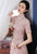 Short Sleeve Floral Fancy Cotton Retro Cheongsam Knee Length Chinese Dress