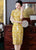 Short Sleeve Floral Fancy Cotton Retro Cheongsam Knee Length Chinese Dress