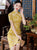 Short Sleeve Floral Fancy Cotton Retro Cheongsam Knee Length Chinese Dress