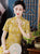 Short Sleeve Floral Fancy Cotton Retro Cheongsam Knee Length Chinese Dress