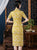 Short Sleeve Floral Fancy Cotton Retro Cheongsam Knee Length Chinese Dress