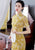 Short Sleeve Floral Fancy Cotton Retro Cheongsam Knee Length Chinese Dress