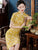 Short Sleeve Floral Fancy Cotton Retro Cheongsam Knee Length Chinese Dress