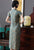 Vestido chino cheongsam retro de algodón elegante floral con mangas casquillo