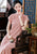 Robe chinoise de longueur de thé Cheongsam en coton fantaisie à mancherons