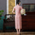Cap Sleeve Fancy Cotton Retro Cheongsam Tea Length Chinese Dress