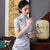 Short Sleeve Floral Fancy Cotton Retro Cheongsam Full Length Chinese Dress