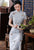 Short Sleeve Floral Fancy Cotton Retro Cheongsam Full Length Chinese Dress
