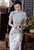 Robe chinoise pleine longueur à manches courtes en coton fantaisie rétro Cheongsam
