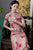Short Sleeve Floral Fancy Cotton Retro Cheongsam Tea Length Chinese Dress