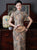 Short Sleeve Floral Fancy Cotton Traditional Cheongsam Tea Length Chinese Dress