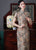 Short Sleeve Floral Fancy Cotton Traditional Cheongsam Tea Length Chinese Dress