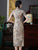 Short Sleeve Floral Fancy Cotton Traditional Cheongsam Tea Length Chinese Dress