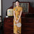 Short Sleeve Fancy Cotton Traditional Cheongsam Floral Chinese Dress