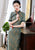 Fancy Cotton Traditional Cheongsam Chinese Dress with Floral Lace Edge