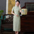 Fancy Cotton Tee-Länge traditionelles Cheongsam gestreiftes chinesisches Kleid