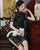 Illusion Sleeve Knee Length Cheongsam Floral Lace Chinese Dress