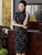 Illusion Sleeve Knee Length Cheongsam Floral Lace Chinese Dress