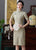 Robe chinoise chic à carreaux et carreaux Cheongsam au genou