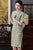 Vestido chino a cuadros y cuadros cheongsam hasta la rodilla de media manga