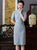 Half Sleeve Knee Length Cheongsam Plaids & Checks Chinese Dress